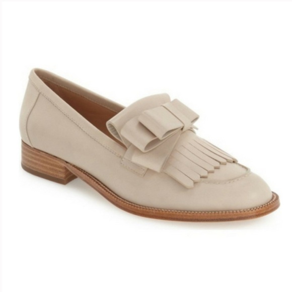 Pour La Victoire Ivory/Cream Tegan Bow Loafer Leather Classic Chic size 8 - Picture 1 of 13